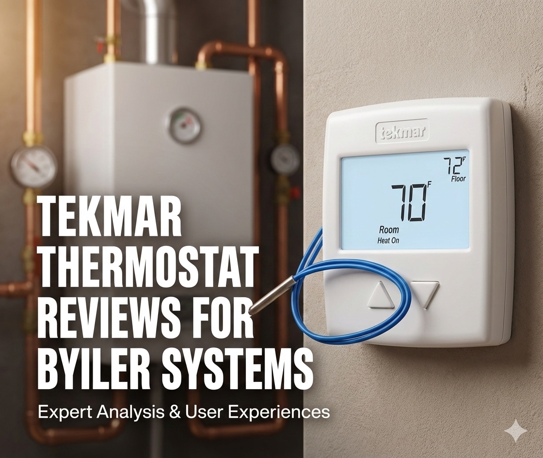 Tekmar Thermostat installed on a wall controlling a hydronic boiler system