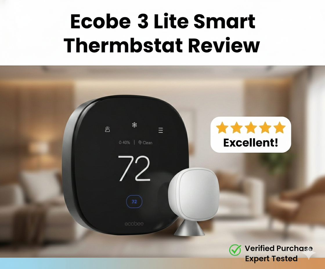 Ecobee3 Lite Smart Thermostat mounted on a modern wall