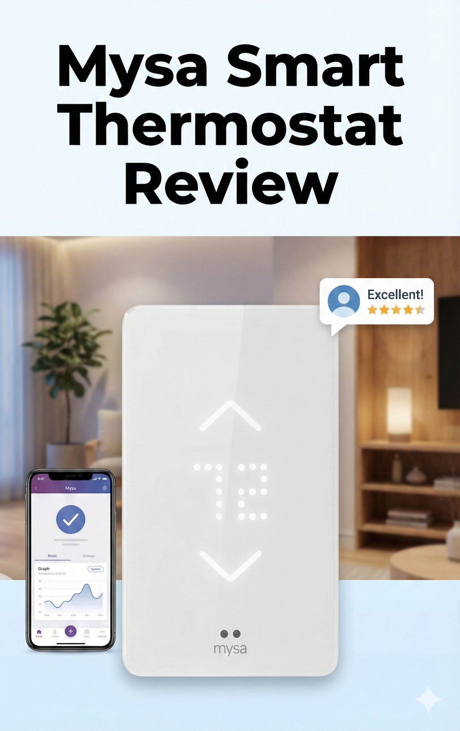 Mysa Smart Thermostat V2 mounted on a modern grey wall