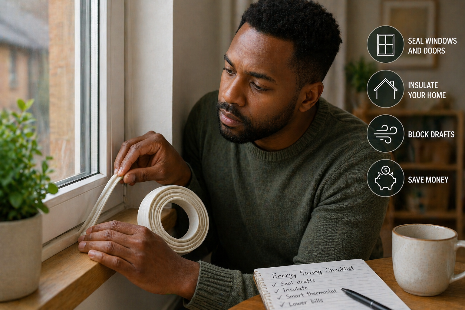 sealing window drafts to stop heat loss and lower heating bill at home