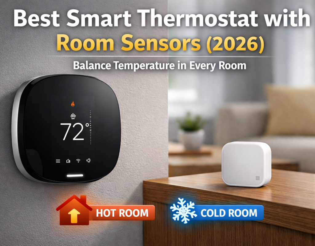 best smart thermostat with room sensors installed in modern home