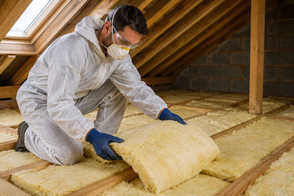 Installer fitting loft insulation under UK home energy grants 2026 schemes